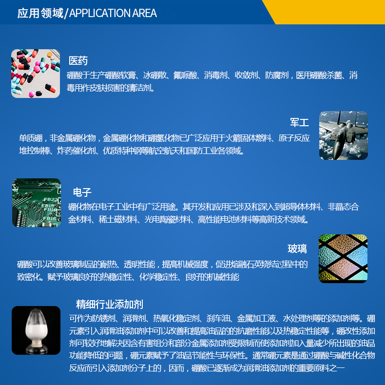 高純硼酸使用行業